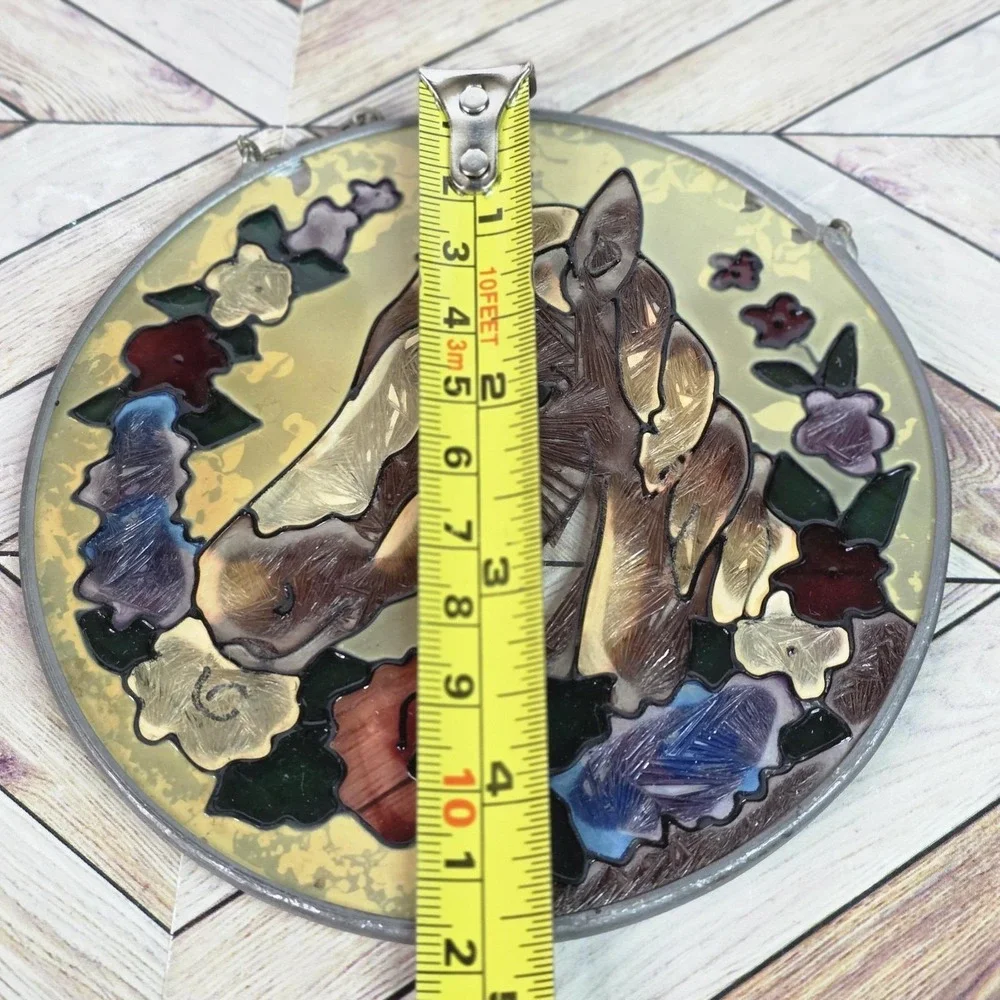 Joan Baker Designs Art Hand Painted Horse Flower Sun Catcher 4.5 Round Med